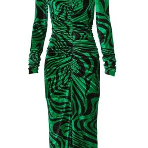 Philosophy di Lorenzo Serafini Green and Black Patterned Dress